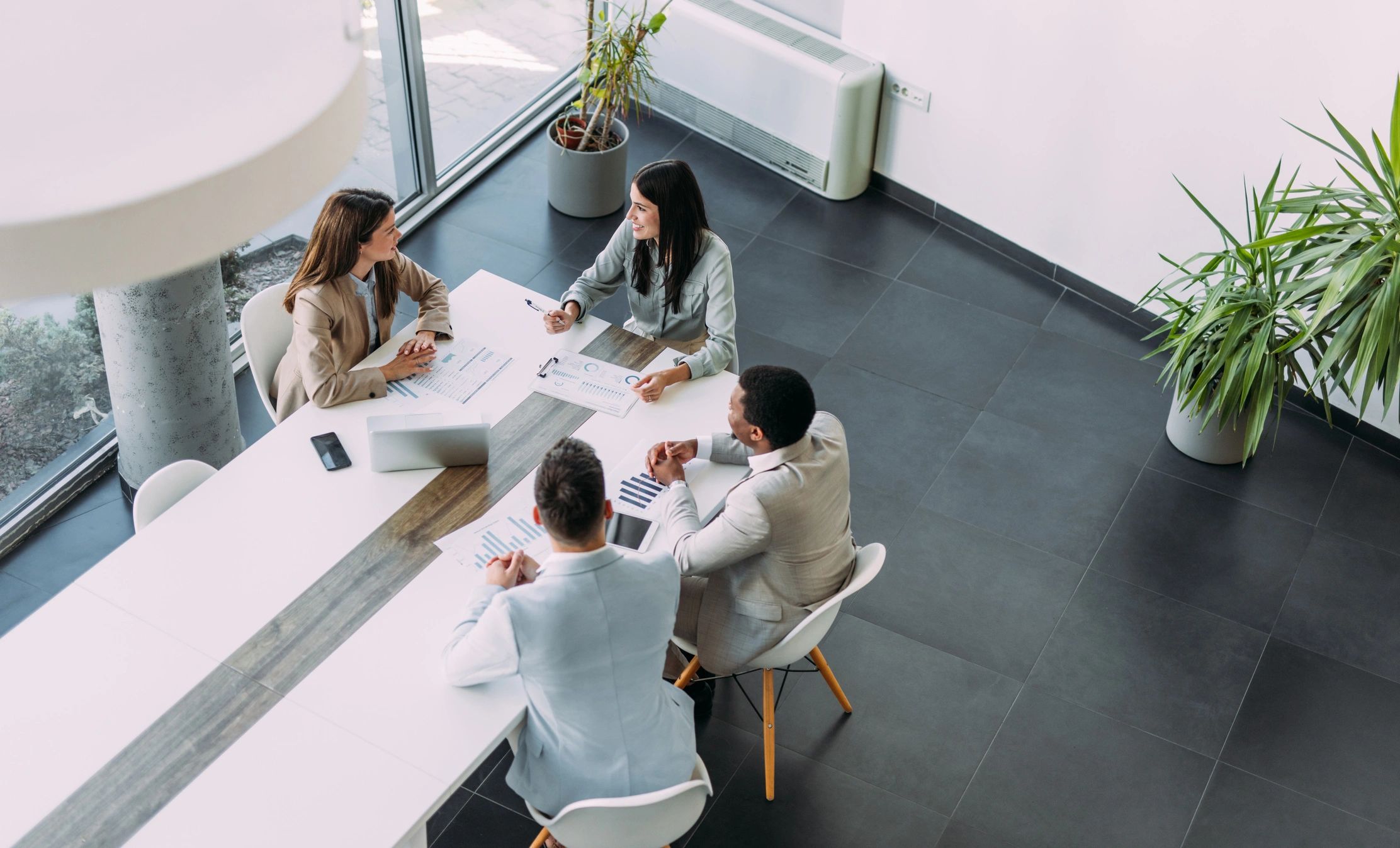 Business professionals collaborating in a meeting